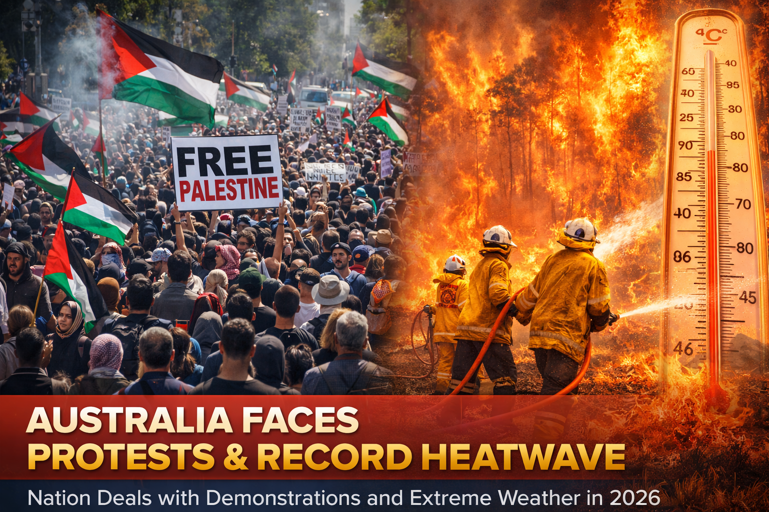 Australia Faces Protests and Record Heatwave